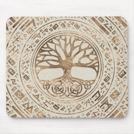 Baum des Lebens - Yggdrasil Runic Pattern Mousepad (Vorne)