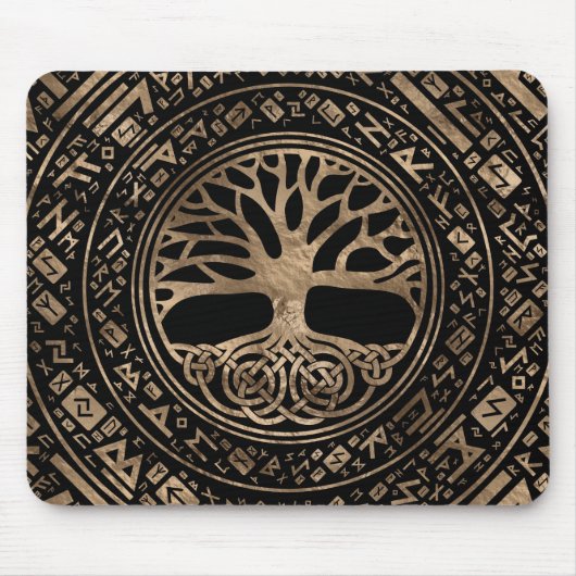 Baum des Lebens - Yggdrasil Runic Pattern Mousepad (Vorne)