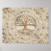 Baum des Lebens - Yggdrasil Runic Pattern Poster (Vorne)