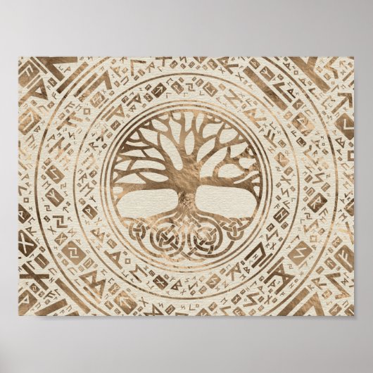 Baum des Lebens - Yggdrasil Runic Pattern Poster (Vorne)