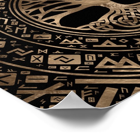 Baum des Lebens - Yggdrasil Runic Pattern Poster (Ecke)