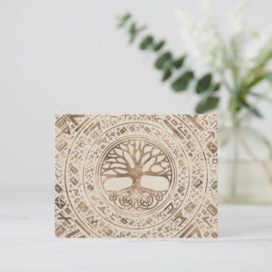 Baum des Lebens - Yggdrasil Runic Pattern Postkarte (Stehend Vorderseite)
