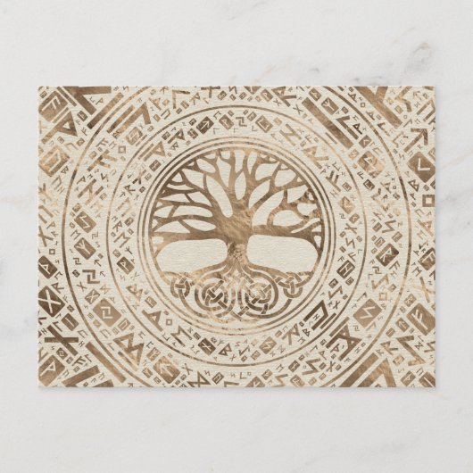 Baum des Lebens - Yggdrasil Runic Pattern Postkarte (Vorderseite)