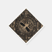 Baum des Lebens - Yggdrasil Runic Pattern Serviette (Ecke)