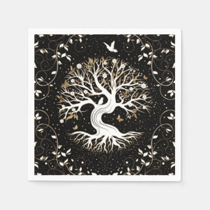 Baum des Lebens - Yggdrasil - Schwarz-weiß und Go Serviette