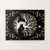 Baum des Lebens - Yggdrasil - Schwarz-weiß und Gol Puzzle (Horizontal)