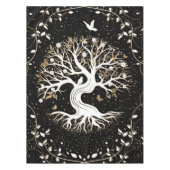 Baum des Lebens - Yggdrasil - Schwarz-weiß und Gol Tischdecke (Vorderseite)