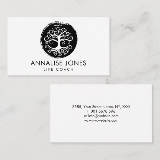 Baum des Lebens - Yggdrasil - Schwarzes und Weiß Visitenkarte (Vorne/Hinten)