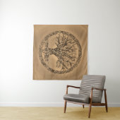 Baum des Lebens - Yggdrasil - Sepia-Leinwand Wandteppich (Beispiel (Horizontal))
