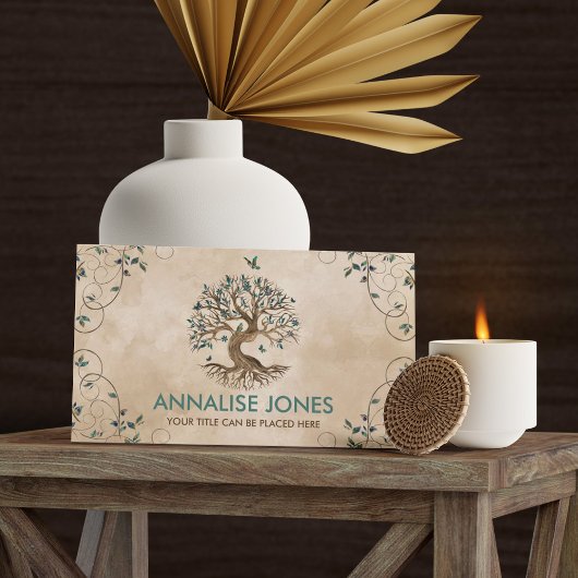 Baum des Lebens - Yggdrasil - Türkisfarbene Blätte Visitenkarte