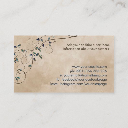 Baum des Lebens - Yggdrasil - Türkisfarbene Blätte Visitenkarte (Rückseite)