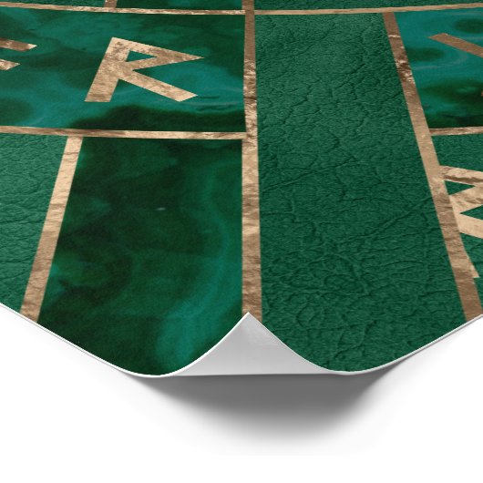 Baum des Lebens - Yggdrasil und Futhark - Malachit Poster (Ecke)