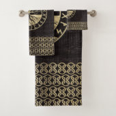 Baum des Lebens - Yggdrasil und Runen auf Holz Badhandtuch Set (Insitu)