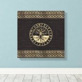 Baum des Lebens - Yggdrasil und Runen auf Holz Leinwanddruck (Insitu (Holzboden))