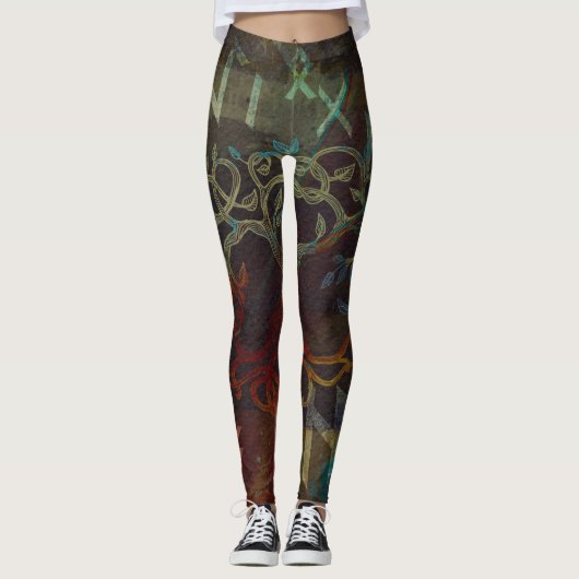 Baum des Lebens - Yggdrasil - und Runen Leggings (Vorderseite)