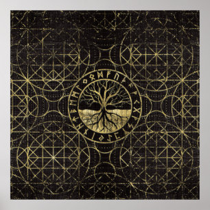 Baum des Lebens - Yggdrasil und Runen Poster