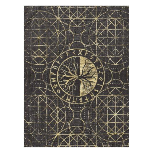 Baum des Lebens - Yggdrasil und Runen Tischdecke (Vorderseite)