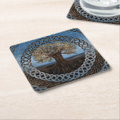 Baum des Lebens - Yggdrasil Zeichnen Rechteckiger Pappuntersetzer (angewinkelt)