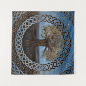 Baum des Lebens - Yggdrasil Zeichnen Wandteppich (Vorderseite (Horizontal))