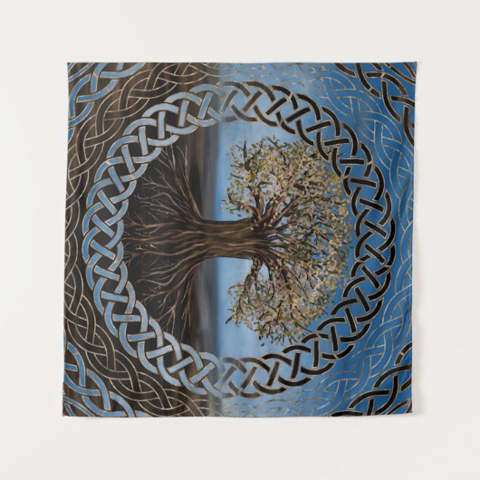 Baum des Lebens - Yggdrasil Zeichnen Wandteppich (Vorderseite (Horizontal))