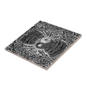 Baum des Lebens Yin Yang in Schwarzweiss Fliese (Seite)