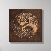 Baum des Lebens Yin Yang mit Holzkörneffekt Leinwanddruck (Vorderseite)
