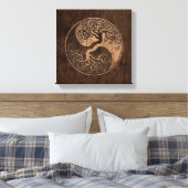 Baum des Lebens Yin Yang mit Holzkörneffekt Leinwanddruck (Insitu (Schlafzimmer))