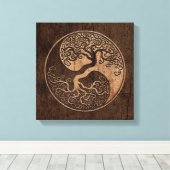 Baum des Lebens Yin Yang mit Holzkörneffekt Leinwanddruck (Insitu (Holzboden))