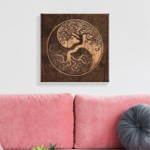 Baum des Lebens Yin Yang mit Holzkörneffekt Leinwanddruck (Insitu (Wohnzimmer))