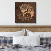 Baum des Lebens Yin Yang mit Holzkörneffekt Leinwanddruck (Insitu (Schlafzimmer))
