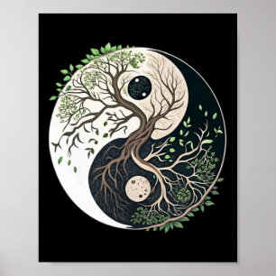 Baum des Lebens Yin Yang Yoga Natur Lanzenkunst Poster