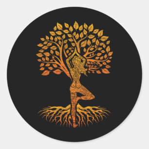 Baum des Lebens Yoga Chakra Haka, Clic Fit, Rundha Runder Aufkleber