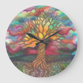 Baum des Lebens Zeichnend farbenfrohe Uhr (Vorderseite)