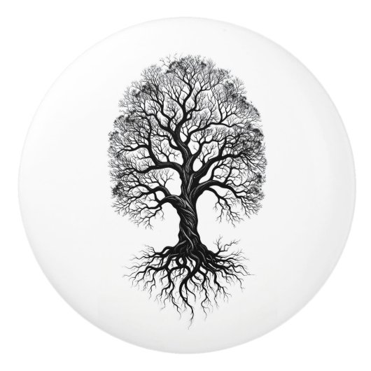 Baum des Lebens Zen Keramikknopf Keramikknauf (Vorderseite)