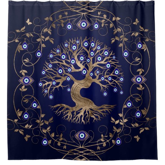 Baum des Lebensbösen Auges Duschvorhang (Vorderseite)