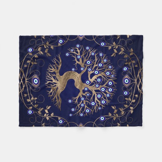 Baum des Lebensbösen Auges Fleecedecke (Vorderseite (Horizontal))