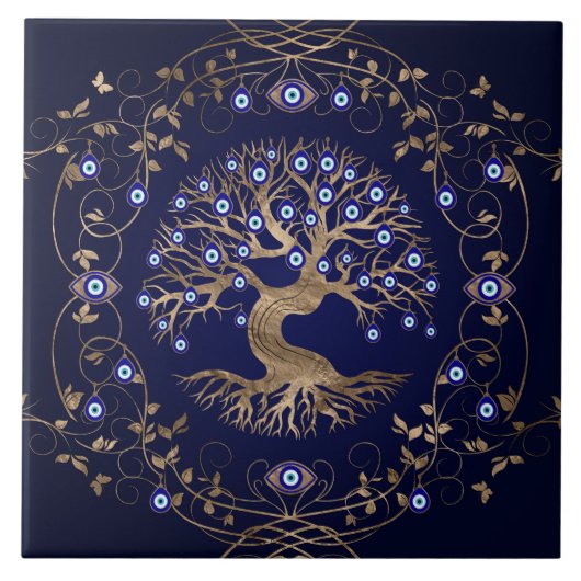 Baum des Lebensbösen Auges Fliese (Vorderseite)