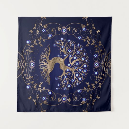 Baum des Lebensbösen Auges Wandteppich (Vorderseite (Horizontal))