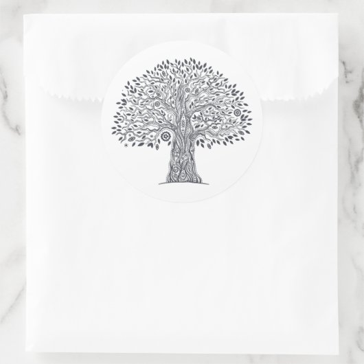 Baum des Lebensdoodles Runder Aufkleber (Tasche)