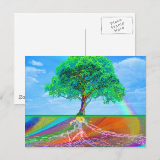 Baum des Lebensglücks Postkarte (Vorne/Hinten)