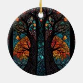 Baum des Lebensmosaik-Buntglaseffekts Keramik Ornament (Hinten)