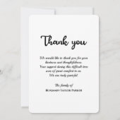 Baum des Lebensunterhalts Beileid Beerdigungsdenkm Dankeskarte (Rückseite)