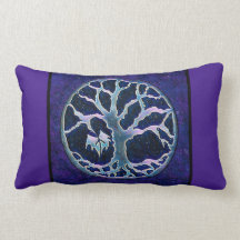 Baum des Lebensweges Pillow in Blau und Lila