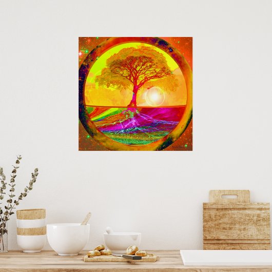 Baum des Sonnenaufgangs Poster (Küche)