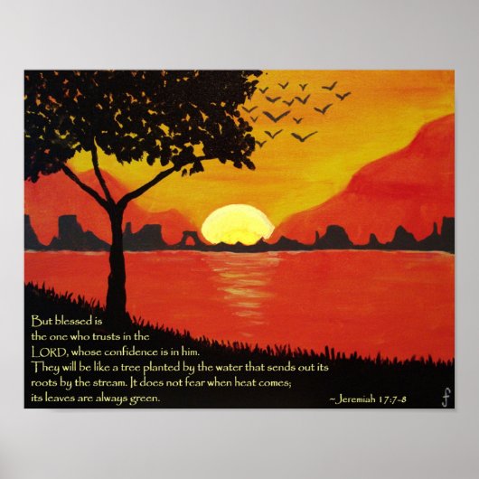 Baum durch das Wasserplakat Poster (Vorne)