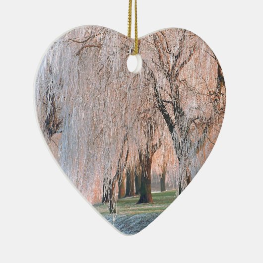 Baum-Eis bedeckte Weide Keramik Ornament (Rechts)