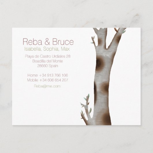 Baum Eleganz Postkarte (Vorderseite)