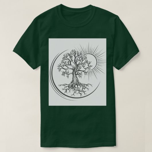 Baum Esoterisches Tattoo Gezeichnet in Gravur St T-Shirt (Design vorne)