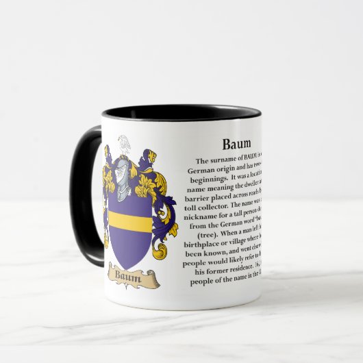 Baum Familien-Wappen Tasse (Vorderseite Links)