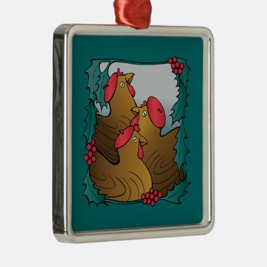 Baum-Franzose-Hennen Silbernes Ornament (Rechts)
